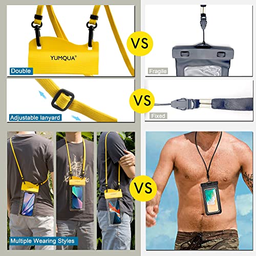 YUMQUA IPX8 Waterproof Phone Pouch, Cell Phone Dry Bags, Large Size 2 Pack | Touchscreen Waterproof Phone Case Clear for iPhone 17/16/15 Pro Max Galaxy S26 Ultra for Beach Swimming Boating Paddle Board