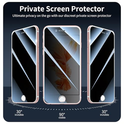 3-Pack Privacy Screen Protector for iPhone 7 Plus/8 Plus, Anti-Spy Tempered Glass Film, Dark Private Black Protection, 9H Hardness, Anti-Scratch, Bubble Free, Case Friendly - color: IP 7 Plus/8 Plus Black 3pcs