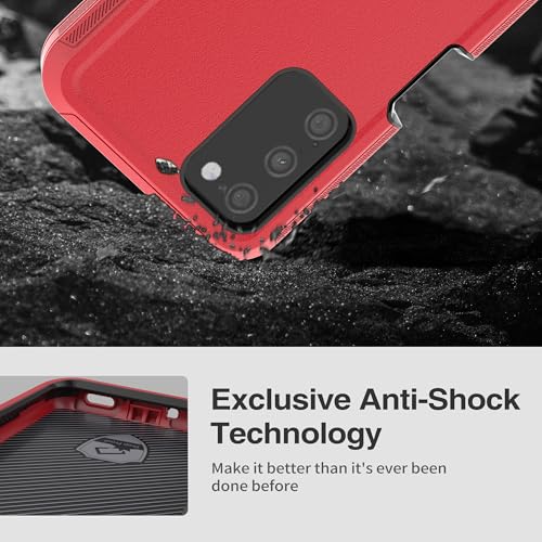 for Samsung Galaxy A03S Case, Heavy Duty Protective Case with [3 in 1] Rugged Rubber Shockproof Protection Cover for Galaxy A03S(Red/Black) - color: Red/Black