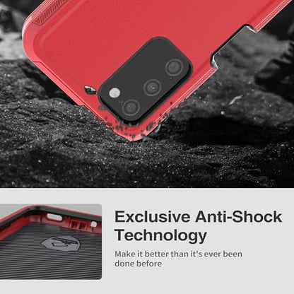 for Samsung Galaxy A03S Case, Heavy Duty Protective Case with [3 in 1] Rugged Rubber Shockproof Protection Cover for Galaxy A03S(Red/Black) - color: Red/Black