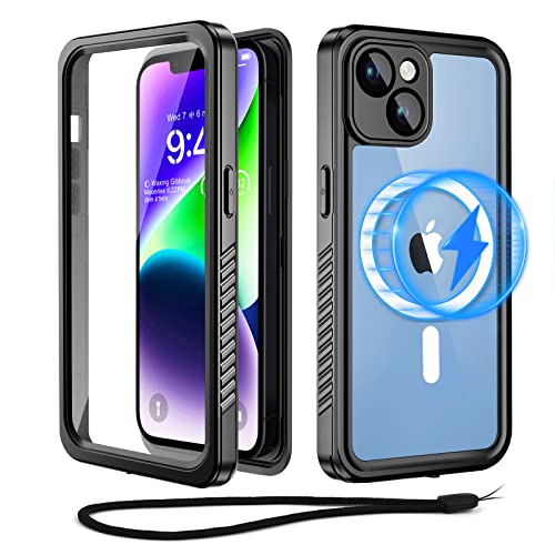 Beeasy for iPhone 14 Waterproof Case Compatible with Magsafe IP68 Underwater Military Grade, Phone Case with Shockproof, Dustproof, Rugged 360 Full Body Protection Cover with Built-in Screen Protector - size: iPhone 14 (6.1")