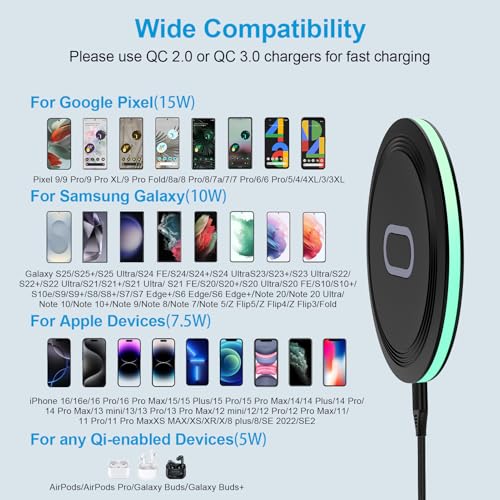 Samsung S26 Fast Wireless Charger Pad, 2 Pack 15W Wireless Charging Station