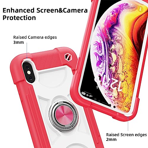 MARKILL Compatible with iPhone Xs Max Case 6.5 Inch with Ring Stand, Heavy-Duty Military Grade Shockproof Phone Cover with for iPhone Xs Max. Hot Pink - color: Hot Pink, size: iPhone XS Max 6.5"