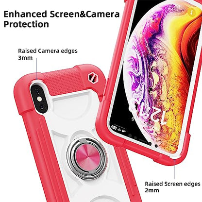 MARKILL Compatible with iPhone Xs Max Case 6.5 Inch with Ring Stand, Heavy-Duty Military Grade Shockproof Phone Cover with for iPhone Xs Max. Hot Pink - color: Hot Pink, size: iPhone XS Max 6.5"