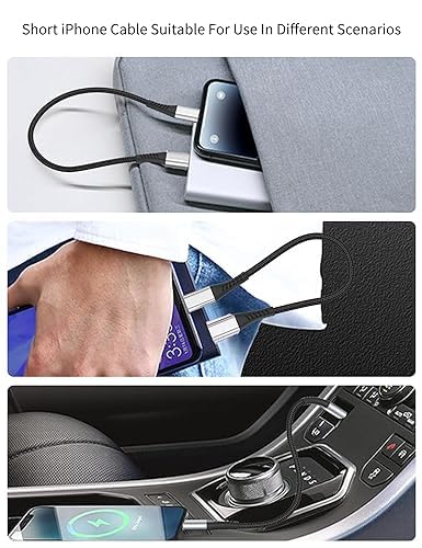 Short USB C to Lightning Cable 6 Inch, 3 Pack 0.5 Foot Short iPhone PD Fast Charging Braided Cord for iPhone 14 13 12 11 Pro Max Xs - size: 0.5 Feet