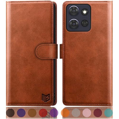 SUANPOT Compatible with Moto G Power 2026/Power 2025/Play 2025 Wallet case with RFID Blocking Credit Card Holder,Flip Book PU Leather Protective Cover Women Men for Power 2026 Phone case Light Brown - color: Light Brown
