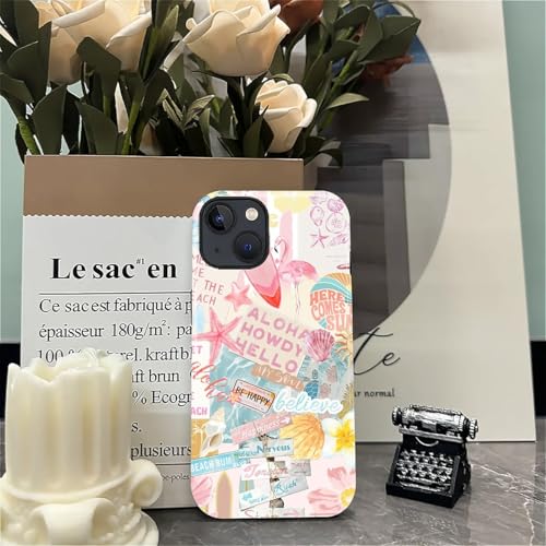 Case Compatible with iPhone 14 Plus, Cute Dual Layer Hybrid Phone Cover, Military Grade Drop Protection, Aesthetic Shockproof Phone Case for Women Girls, Pastel Pink Summer Collage - color: Pastel Pink Summer Collage, size: Iphone 14 Plus