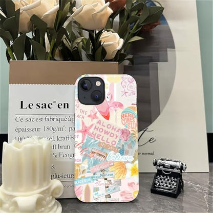 Case Compatible with iPhone 14 Plus, Cute Dual Layer Hybrid Phone Cover, Military Grade Drop Protection, Aesthetic Shockproof Phone Case for Women Girls, Pastel Pink Summer Collage - color: Pastel Pink Summer Collage, size: Iphone 14 Plus