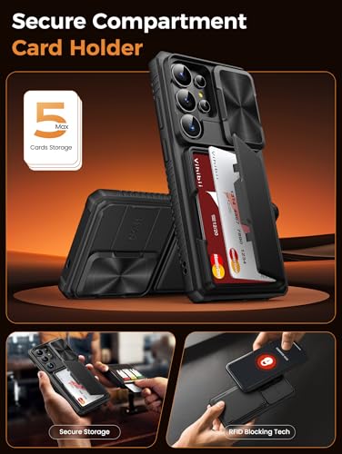 Vihibii for Samsung Galaxy S26 Ultra Case, Privacy Screen Protector, Black | Integrated Wallet, Card Holder, Anti-Spy, RFID Blocking, Slide Lens Camera Cover, Military-Grade Drop Protection, Black - color: Black-PSP