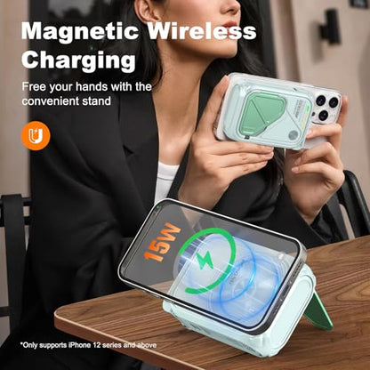 SEANCHEER P05 Portable Charger, Magnetic Power Bank, Small PowerBank Green - color: Green