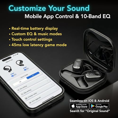 Joy Open-Ear Headphones, Wireless Bluetooth 5.4 Earhook Earbuds - color: Beige