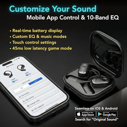 Joy Open-Ear Headphones, Wireless Bluetooth 5.4 Earhook Earbuds - color: Black