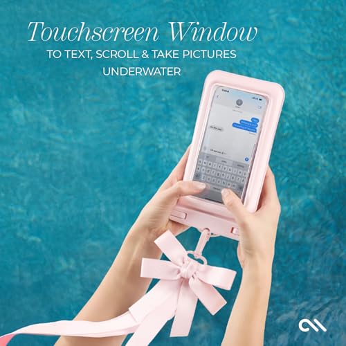 Case-Mate IP68 Waterproof Large Phone Pouch with Bow Design - Ballet Pink | Touchscreen Floating Waterproof Phone Case with Crossbody Lanyard - Fits All Phones - Beach Cruise Ship Travel Essentials - color: Ballet Pink