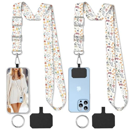 2 Pack Phone Lanyard Cell Phone Lanyard Crossbody Adjustable Phone Strap for Use Around the Neck Cell Phone Lanyard - color: Bohemian Leaf 3
