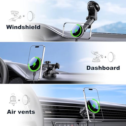 for Mag-Safe Car Mount Charger Dash Windshield Vent Magnetic Phone Holder - color: Carbon Firber