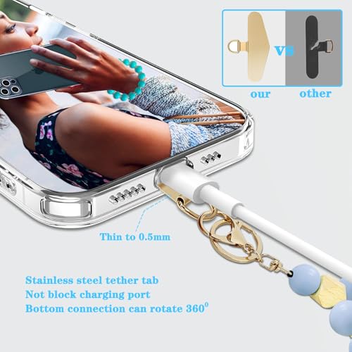Silicone Beaded Phone Wrist Strap, Phone Bracelet Strap with Tether Tab Elastic Hands Free Wristlet Strap - color: Light Purple