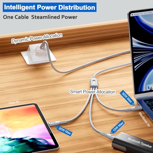 SIQIWO 100W USB C Multi Charging Cable, 4FT-1Pack PD3.0 Fast Charging Cable
