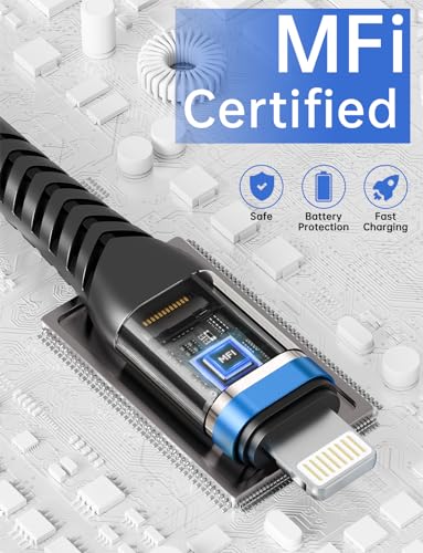 iPhone Charger [Apple MFi Certified] USB A to Lightning Cable 6FT, 3Pack - color: Blue, size: 6FT, style: USB A to Lightning