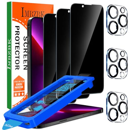 IMBZBK Privacy Screen Protector for iPhone 13 Pro, Tempered Glass, 3+3 Pack