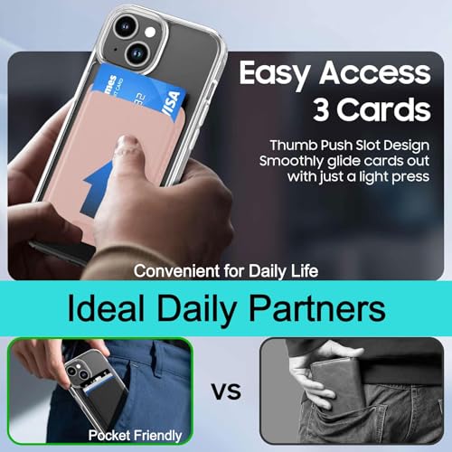 Magnetic for iPhone 13 mini/12 mini Wallet Case with Card Holder﻿ | Compatible with MagSafe, Shockproof Phone Cover with Detachable RFID Blocking Card Slot, Clear & Pink - color: Clear with Pink, size: iPhone 12 Mini/13 Mini