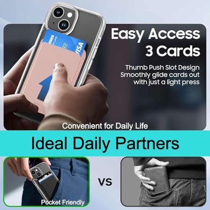 Magnetic for iPhone 13 mini/12 mini Wallet Case with Card Holder﻿ | Compatible with MagSafe, Shockproof Phone Cover with Detachable RFID Blocking Card Slot, Clear & Pink - color: Clear with Pink, size: iPhone 12 Mini/13 Mini
