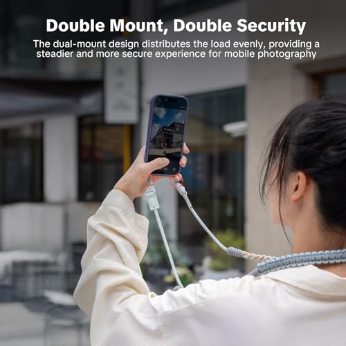 PGYTECH LinkGo Phone Strap, Quick Release Crossbody Lanyard & Lens Cloth - color: Dual Mount-misty Grey