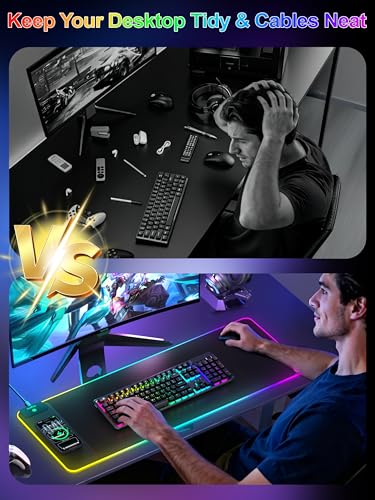 15W Wireless Charging RGB Gaming Mouse Pad with 20W Adapter, 31.5"x11.8" - color: RGB Left-Touch Control-31.5"x11.8"-with Adapter