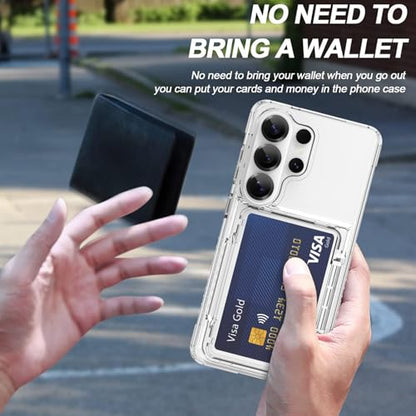 Wallet Case for Samsung Galaxy S26 Ultra with 3 Credit Card Holder | Slot Shockproof Hybrid Heavy Duty Protection Clear Phone Cover Compatible with Galaxy S26 Ultra 6.9 Inch (Clear) - color: Clear, size: Samsung Galaxy S26 Ultra