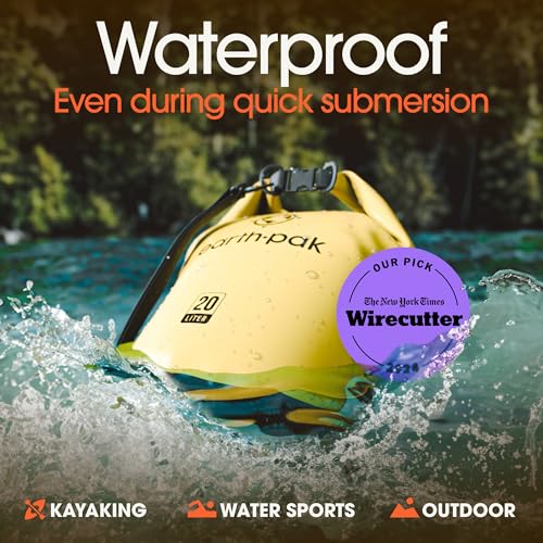 Earth Pak Waterproof Dry Bag - Roll Top Waterproof Backpack Sack Keeps Gear Dry for Kayak with Waterproof Phone Case - color: Yellow, size: 5L