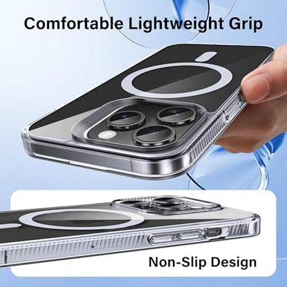 Supdeal Magnetic Clear Case for iPhone 13 Pro, [Compatible with MagSafe] [Non Slip Bumper & Not Yellowing] Military Grade Shockproof Transparent Silicone Phone Cover, 6.1", Transparent - color: Transparent, size: iPhone 13 Pro