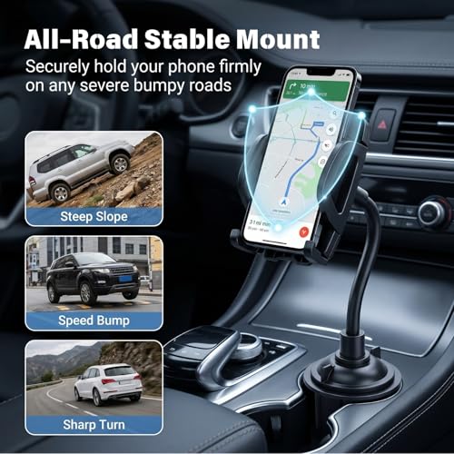 YUHENG Cup Holder Phone Holder for Car Stable Expandable Cup Base One-Button Quick Release