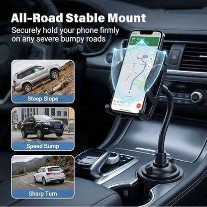 YUHENG Cup Holder Phone Holder for Car Stable Expandable Cup Base One-Button Quick Release