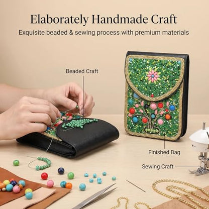 Small Crossbody Bags for Women, Cell Phone Shoulder Bag Boho Wallet Purse - color: Tree-green