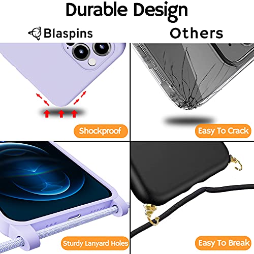 Crossbody Lanyard Strap Case for iPhone 14 Pro Max, Neck Cross Body, Adjustable Holder Removable, Drop Protection Shockproof, Hands-Free Silicone Case 6.7 inch, 150 cm Strap, iP14PM - Purple - color: Purple