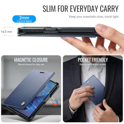 for Samsung Galaxy Z Fold 8 - Case Wallet Magnetic Slim, Deep Blue - color: Deep Blue, size: Samsung Galaxy Z Fold 8