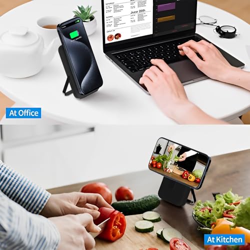 JUOVI for Magsafe Power Bank 10000mAh Portable Charger with Stand - color: Black
