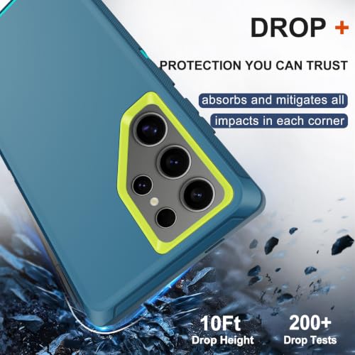 for Samsung Galaxy S24 Ultra Case with Belt Clip Holster, 2X Screen Protector, Heavy Duty Military Grade Full Body Shockproof Rugged Protective Cover for Samsung S24 Ultra 5G (Teal) - color: Teal