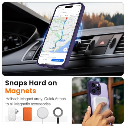 Magnetic Case for iPhone 13 Pro 6.1-Inch, [Compatible with Magsafe][Full Camera Protection] Ultra Slim Translucent Matte Shockproof Protection Phone Cover-Dark Purple - color: Dark Purple, size: iPhone 13 Pro