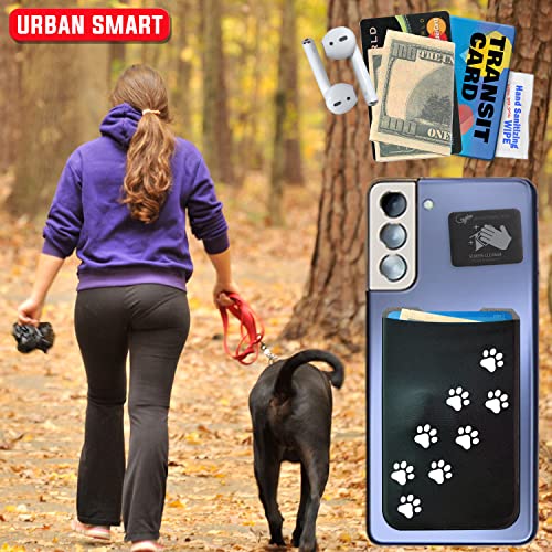 Phone Wallet - Adhesive Card Holder - Cell Phone Pouch - Stick on Lycra Pocket by Gecko - Carry Credit Cards and Cash - color: DOG TRAIL