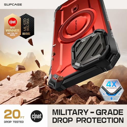 SUPCASE for iPhone 16 Pro Max Case (6.9 inch) with Camera Cover Stand,Ruddy | Compatible with MagSafe, Camera Control Button, Military-Grade Drop Protection, Heavy Duty Rugged Magnetic Case, UB Mag XT - color: Ruddy