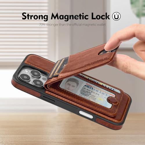 SkyEagle Compatible with MagSafe iPhone 16 Pro Max Wallet Case,Brown | Detachable Magnetic Credit Card Holder,RFID Blocking,PU Leather,Kickstand,Flip Phone Case,Shockproof Cover for Men & Women - color: Brown, size: iPhone 16 Pro Max - 6.9"