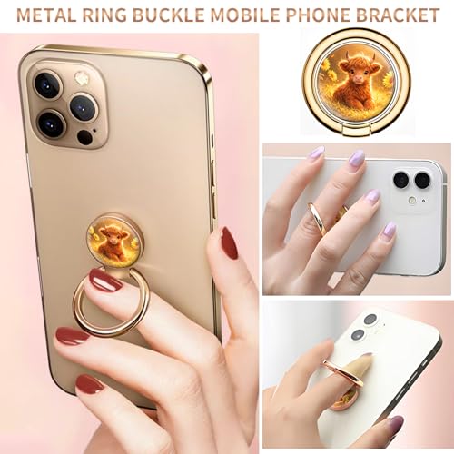 Cell Phone Ring Holder, Cute Metal Phone Grip Stand Finger Ring Kickstand, Flexible 360°Rotation Phone Tablet Case Accessories Compatible with Most Phones Cute Cow Calf - color: Cute Cow Calf