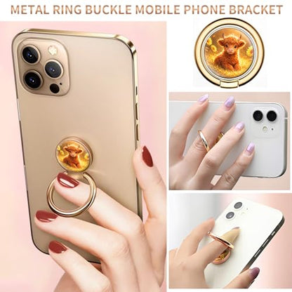 Cell Phone Ring Holder, Cute Metal Phone Grip Stand Finger Ring Kickstand, Flexible 360°Rotation Phone Tablet Case Accessories Compatible with Most Phones Cute Cow Calf - color: Cute Cow Calf