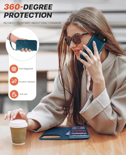 OCASE for iPhone Air Detachable Wallet Case with Card Holder, 2 in 1 PU Leather Flip Folio with RFID Blocking Stand Wrist Strap Shockproof Phone Cover 6.5 Inch 2025, Peacock Blue - color: Peacock Blue, size: iPhone Air