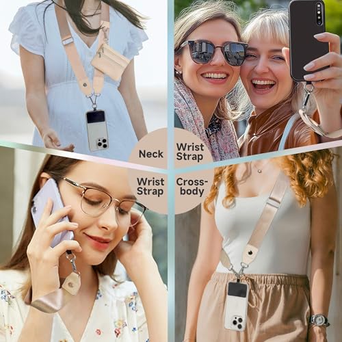 FUVLIFE Cell Phone Lanyard Crossbody, Clip and Go Phone Strap with Wallet - color: Gold