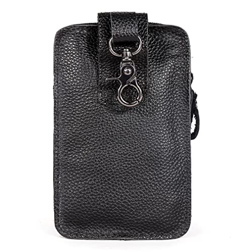 Leather Waist Pack Phone Belt Bag for Men Loop Holster Wallet Cellphone Case Pouch Pack Clip Money Purse - color: #03black
