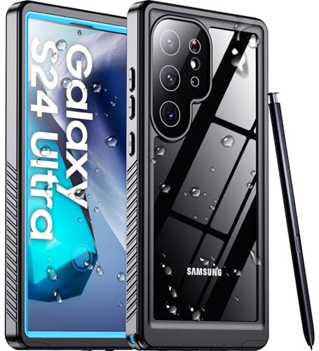 Designed for Samsung Galaxy S24 Ultra Case,Waterproof Built-in Lens & Screen Protector [Full Body Shockproof][Military Drop Proof][IP68 Underwater] Phone Case for S24 Ultra 5G-Blue (2024) - color: LightBlue/Clear, size: Samsung Galaxy S24 Ultra 6.8"