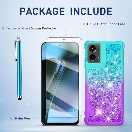 for Moto G Play 2024 Case with Screen Protector, Blue Purple - color: Blue and Purple Color