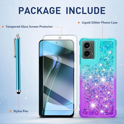 for Moto G Play 2024 Case with Screen Protector, Blue Purple - color: Blue and Purple Color