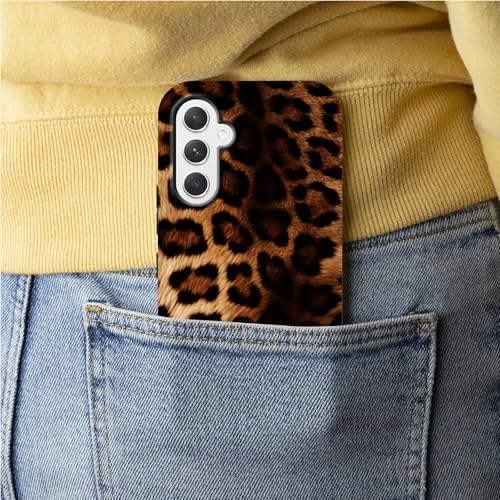Leopard Print Phone Case for Samsung Galaxy S25, Dual Layer Shockproof Rugged Cover with Soft TPU + Hard PC, Anti-Scratch Slim Fit Wireless Charging Compatible - color: Leopard Print, size: 6.2" Galaxy S25